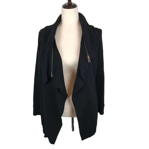 All Saints Dahlia black asymmetrical convertible sweatshirt jacket XS