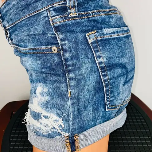 American Eagle  6 Super Super Stretch X Midi Destroyed Faux Patches Jean Shorts