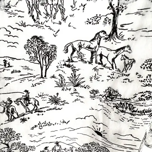 Roper Horse Cowboy Cowgirl Western Theme Sleeveless Top Black White Size Medium