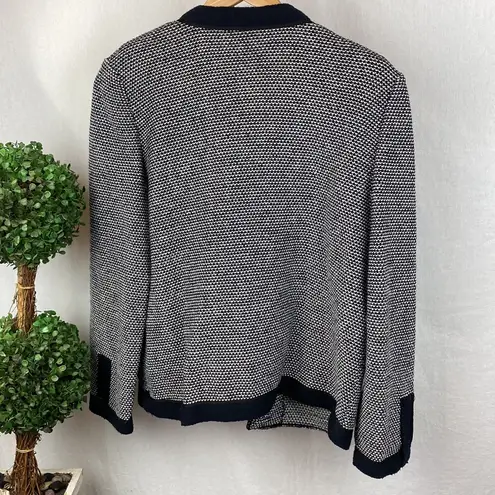 Castleberry Black & White Tweed Knit Open Front Vintage Cardigan Sweater 12