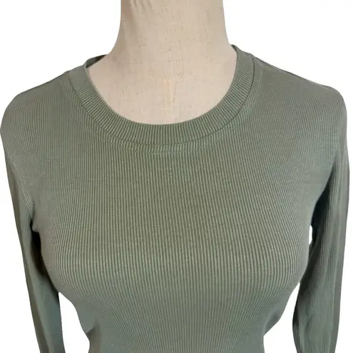 Maria Stanley Pierce Cropped Ribbed Long Sleeve Top in Celadon