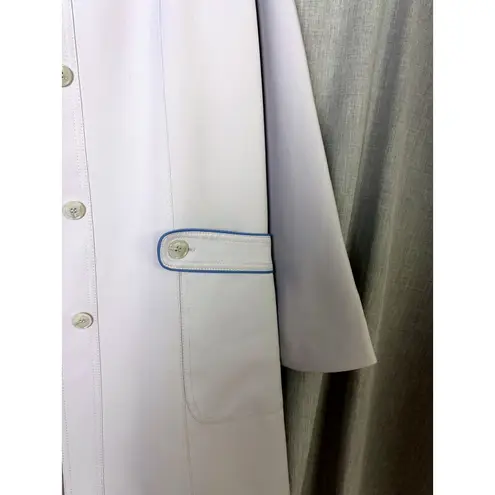 Vintage AstorONE Gray Mod Swing Rain Coat 80s Double Piped Trim Button Front 10