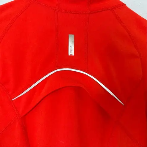 Zella  Women's Bright Orange Full Zip Funnel Neck Athletic Jacket Size Medium