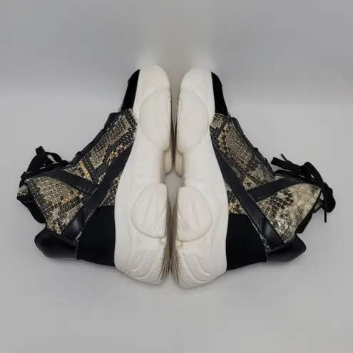 Womens Chunky High Top Snakeskin Hiking Sneakers Jumex Collection Shoes Size 39 Black