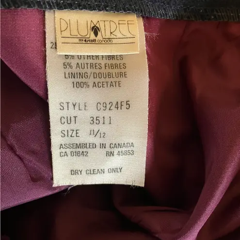 Vtg Plum Tree Womens Skirt Navy Blue Striped Wool Blend Pencil Sz 11/12