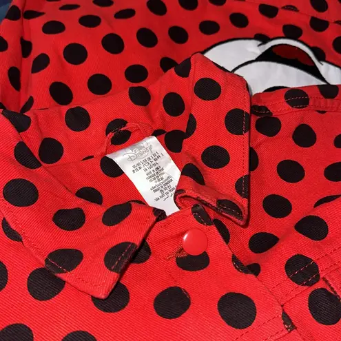 Disney NWT  Minnie Mouse Jacket  Red Polka Dot Jean Style Embroidered Small