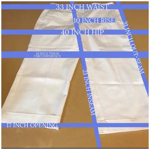 Larry Levine WHITE CROPPED LEG CUFF HEM TROUSERS (10)