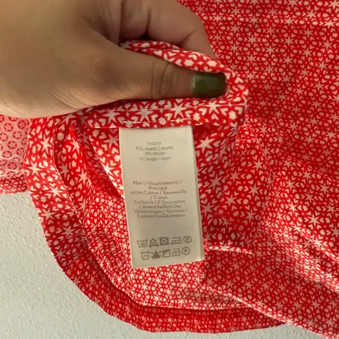 Boden Gauzy Tie Neck in red/white with mosaic print size 8 Red