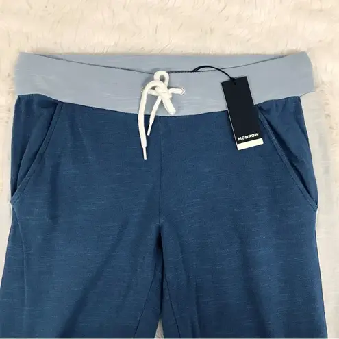 MONROW Teal Blue Cuffed Jogger Pant Sweatpants Sweats Colorblock Knit Sz XS New Blue