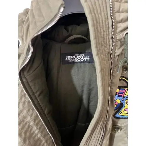 Jeremy Scott butterfly patch hooded crop jacket Size 8 Green