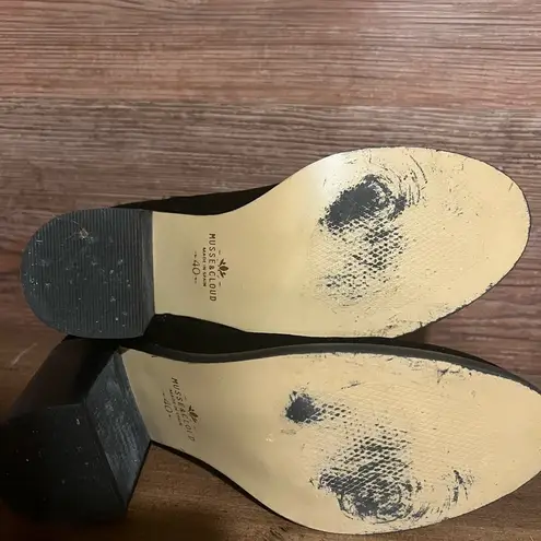 Musse & Cloud BLACK VELVET SILVER STUDDED CHUNKY HEEL ANKLE BOOTIES SIZE…