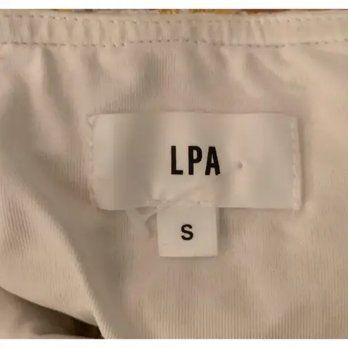 LNA Revolve Yellow Eyelet Floral Maggie Cropped Top