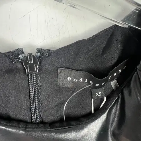 Endless Rose NWT PU Puff Sleeve Mini Dress Faux Leather Black Size XS NEW