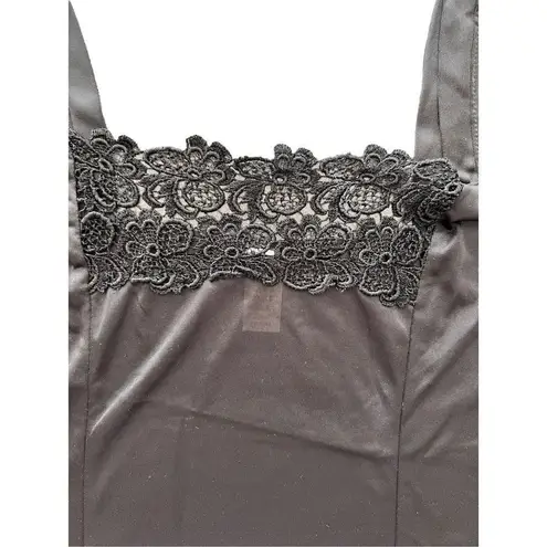 70’s satin slip tank camisole Black Size M