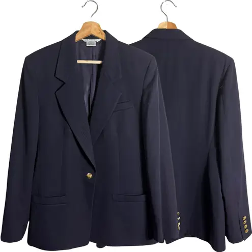 Vintage Austin Reed Wool Blazer Jacket Women's 12 Blue Formal Career Interview