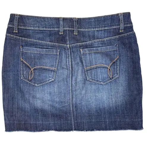 Apt. 9  Women's Blue Denim Mini Skirt Raw Hem Casual Pockets