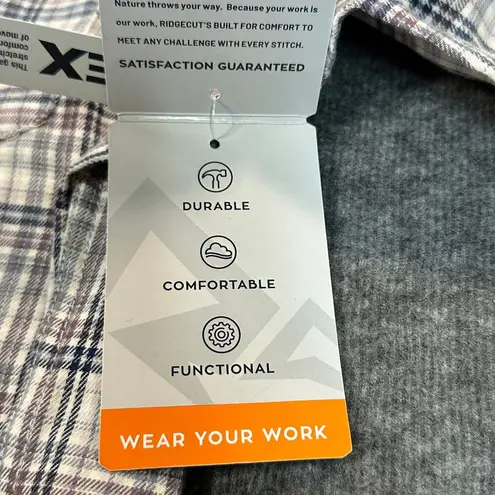 RidgeCut Shirt Womens Extra Large Beige Gray Plaid Flannel Work Country Rugged White Size XL - Image 7