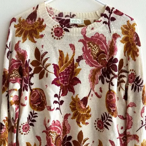 Spartina 449 Fall Floral Crewneck Sweater, Size Medium