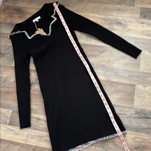 New The Rihoas Black Contrast Stitch Sweater Mini Dress Size M Size M