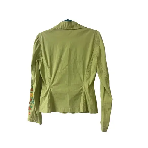 Johnny Was floral embroidered jacket green sz Small