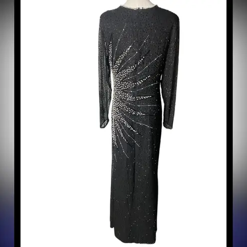 Oleg Cassini Stunning
Vintage Black Silk Beaded & Sequin Gown, Starburst Size 10