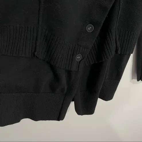 SOH Black Moto Cashmere/Cotton Blend Jacket/Cardigan With Leather Elbow Patch M Black Size M