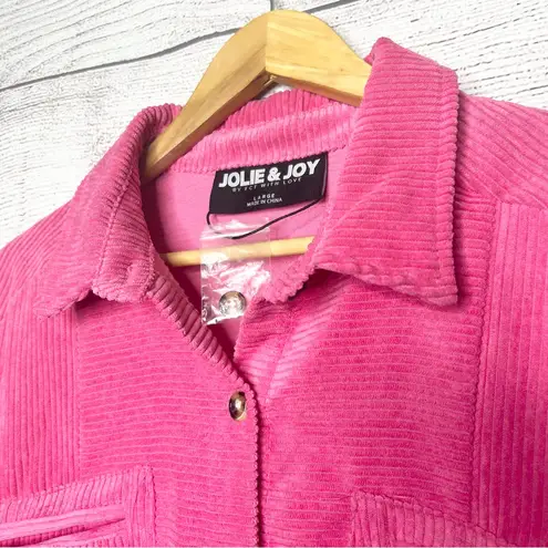 NWT Jolie & Joy Pink Corduroy Shacket Button Front Shirt Jacket Top Size Large