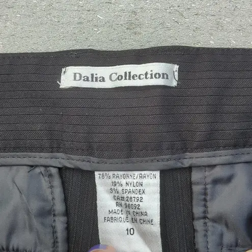 Dalia Collection Pinstripe Flare Dress Pants wiih Button Detail on Waist Black Size 10