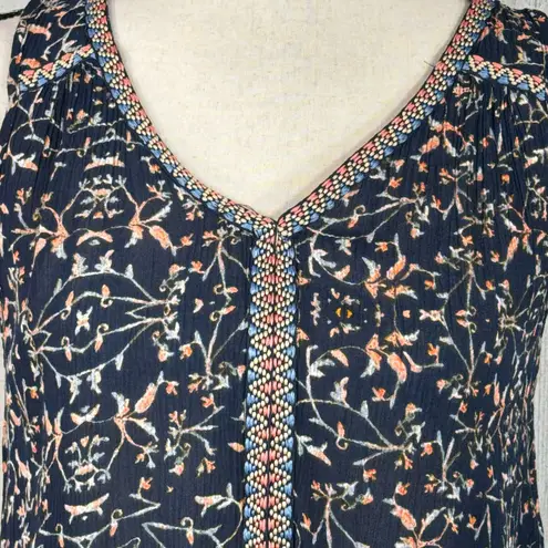 Patrons of Peace Medium Tank Top Floral Hi-Low V-Neck Embroidered Ruffled Gauzy