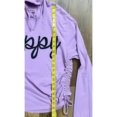 On Fire "Happy" Women’s Lightweight Sweatshirt Size 1X Pink Long Sleeved Soft Hoodie