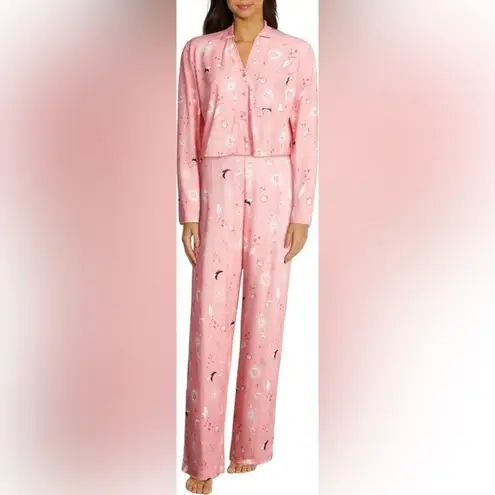 Wildfox  Pajama Set long sleeve button down top pants moon astrology pockets sun