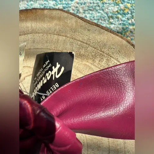 Vintage NOS Harmal magenta faux leather loop wrap belt Pink