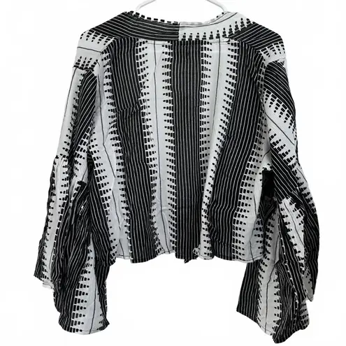 Elan Bell Sleeve Cover-Up Cardigan Abstract Black White Kenya NWT XS