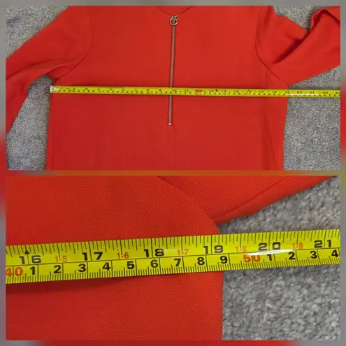 Stella McCartney Size 38 Orange 3/4 Sleeve Silver Half Zipper Blouse Stretch