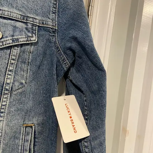 Lucky Brand NWT  Size S Medium Wash Classic Denim Jean Jacket Bomber Button