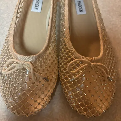 Steve Madden  Blossoms Neutral Rhinestone Mesh Bow Preppy Coquette Ballet Flats 7