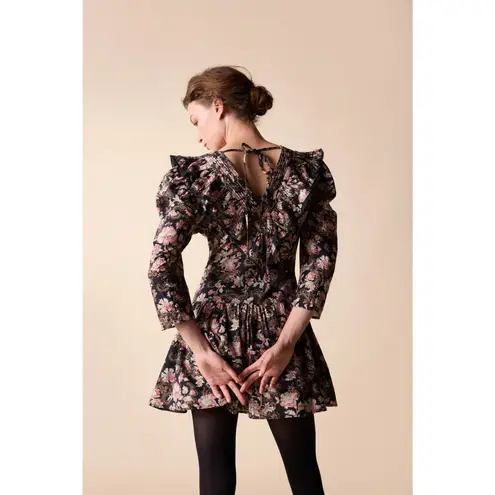ST. ROCHE Organic Cotton Floral Hatfield Dress Belladonna Print Size 10 $370 Black
