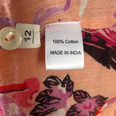 Banjanan Chrissie Buttondown Shirt in Jubilee Tropical Pink Bird Print Size XXL