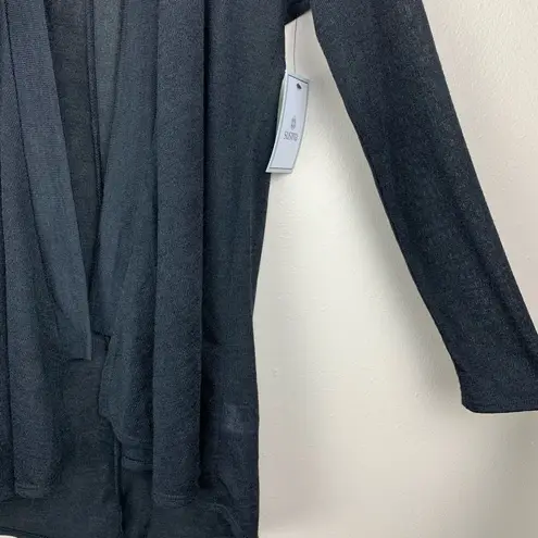 Susina Open Front Waterfall Cardigan Sweater Side Slits Long Line Black Small - Image 4