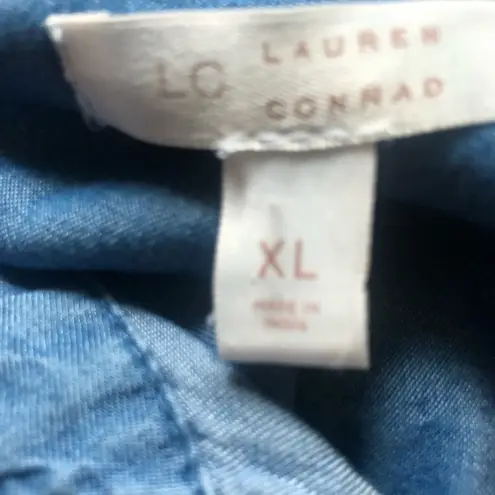 LC Lauren Conrad Chambray Tied Denim Shirt Sz. XL  Long Sleeve Button Up Blue