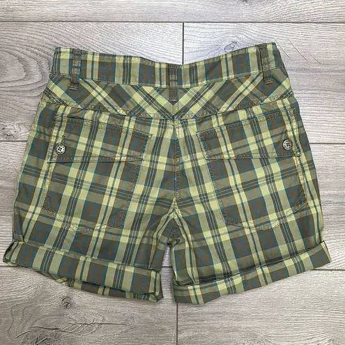 L.A.M.B. By Gwen Stefani 7” Green Plaid Mid Rise Shorts Size 0