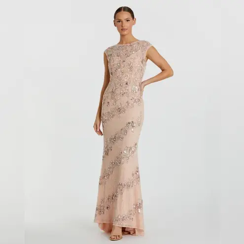 Mac Duggal 5500 Womens Embellished Bateau Neck Cap Sleeve Gown