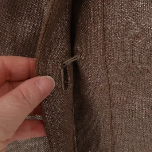 Ellen Tracy Brown Linen Blend Blazer Jacket Womens Career Business Size 24