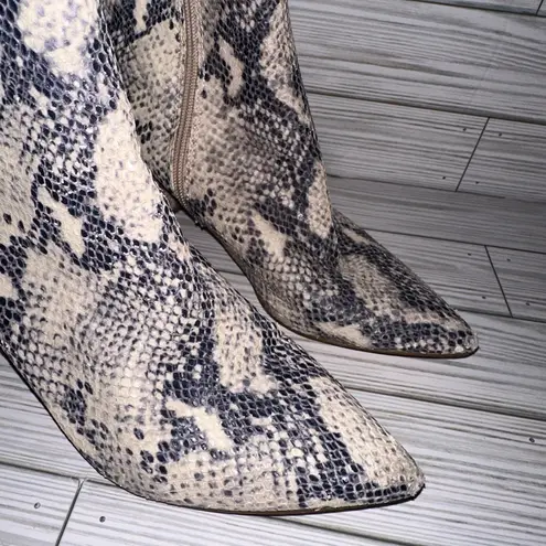 Steve Madden  Leather Snakeskin Ankle Boot Womens Booties