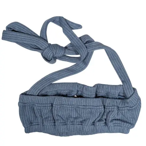 We Wore What Tie Halter Bra Top Storm S NWT | Ribbed Jersey Crisscross Halterneck