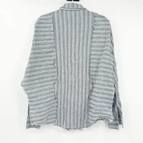 Gimmicks by BKE Gimmicks BKE Womens Boho Coastal Striped Lace Long Sleeve Button Up Shirt Size M