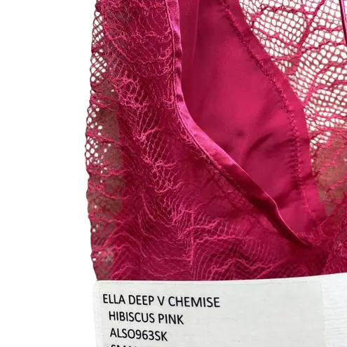 Naked Princess Silk Ella Deep V Chemise Sleep Lingerie Dress NWT Size Small Pink