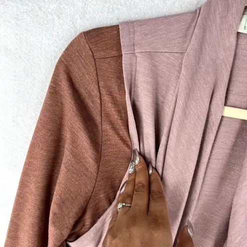 LOGO Lounge Womens Cardigan Size L Two Toned Handkerchief Open Front Pink Size L