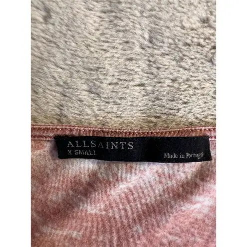 AllSaints Women's XS Pink Draped Midi Dress Sleeveless Modern Style Stan…