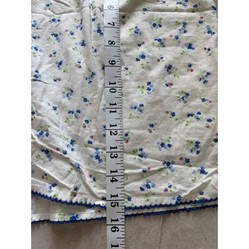 Ditzy Floral Shorts Womens Large Cream Cotton Cottagecore Prairie Lounge Blue